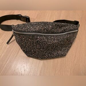 Black Glitter Sparkle Belt Bag